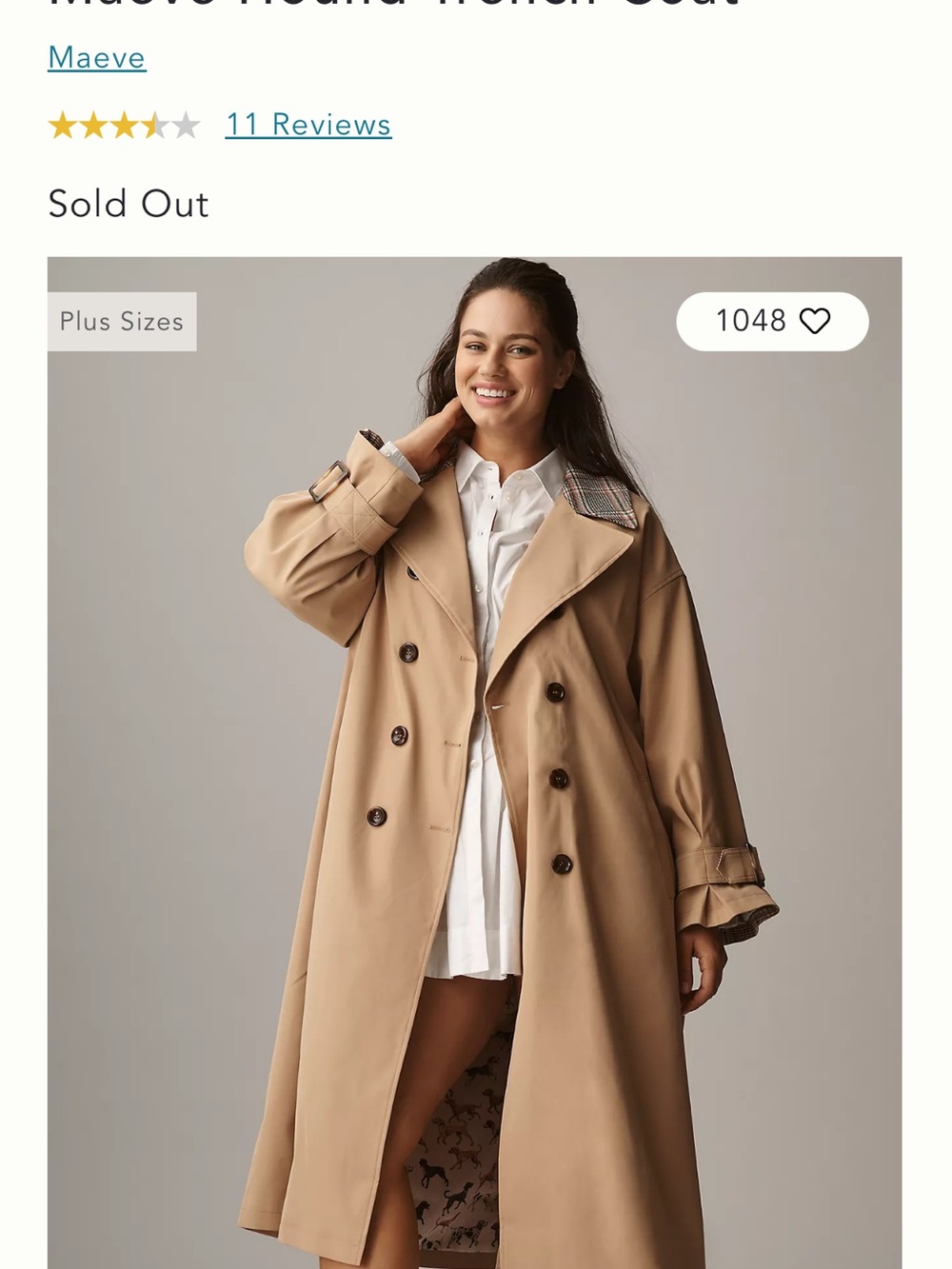 (New w tags) Maeve Tan Double-Breasted Trench Coat